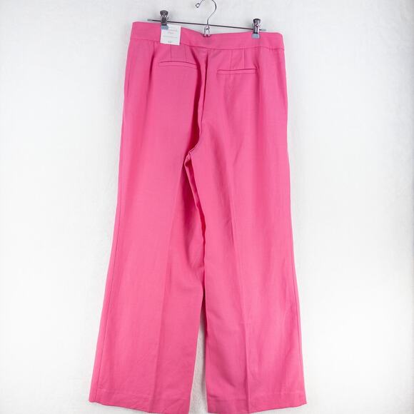 Talbots Greenwich Pants 10P Pink Geranium Linen Wide Leg High Waist NWT - Picture 8 of 12